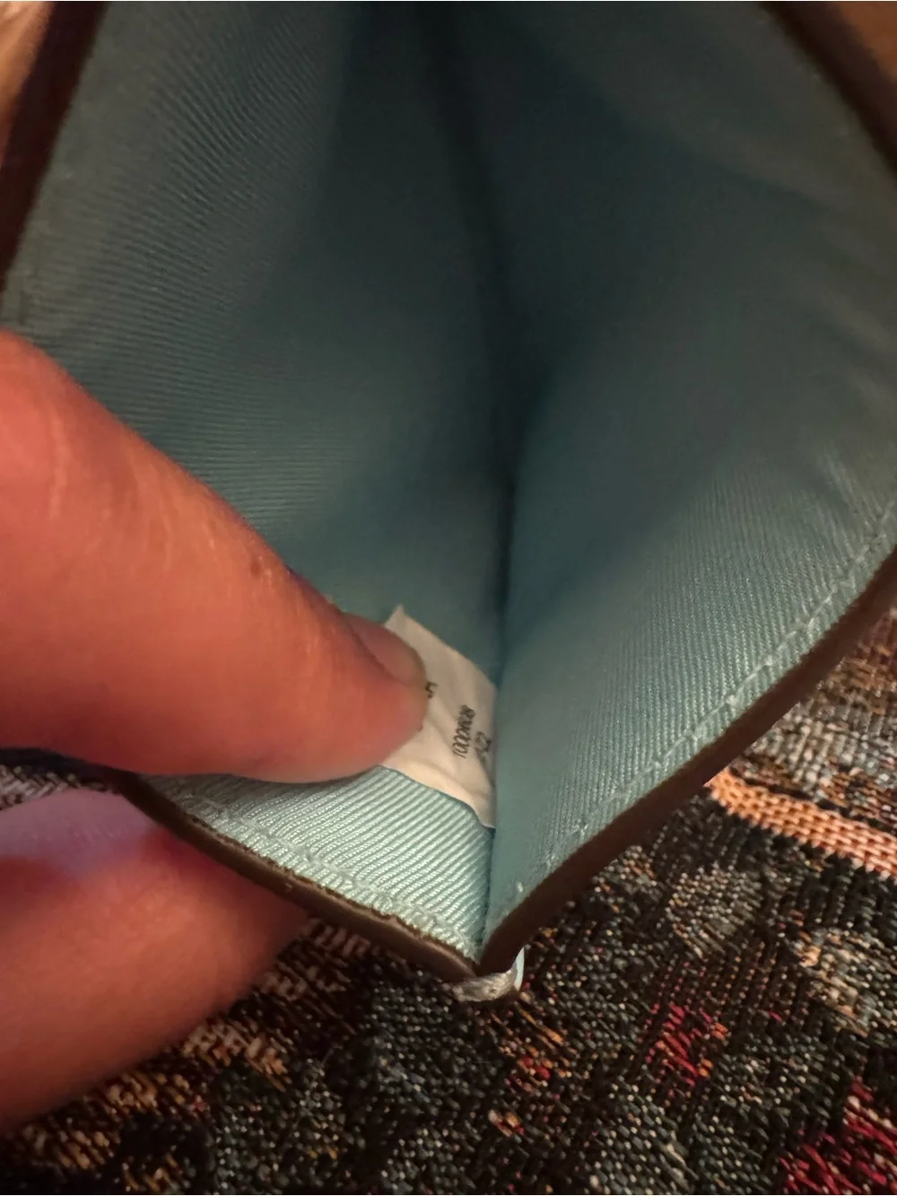 Tory Burch Quilted Card Case in Light Blue with Silver Logo